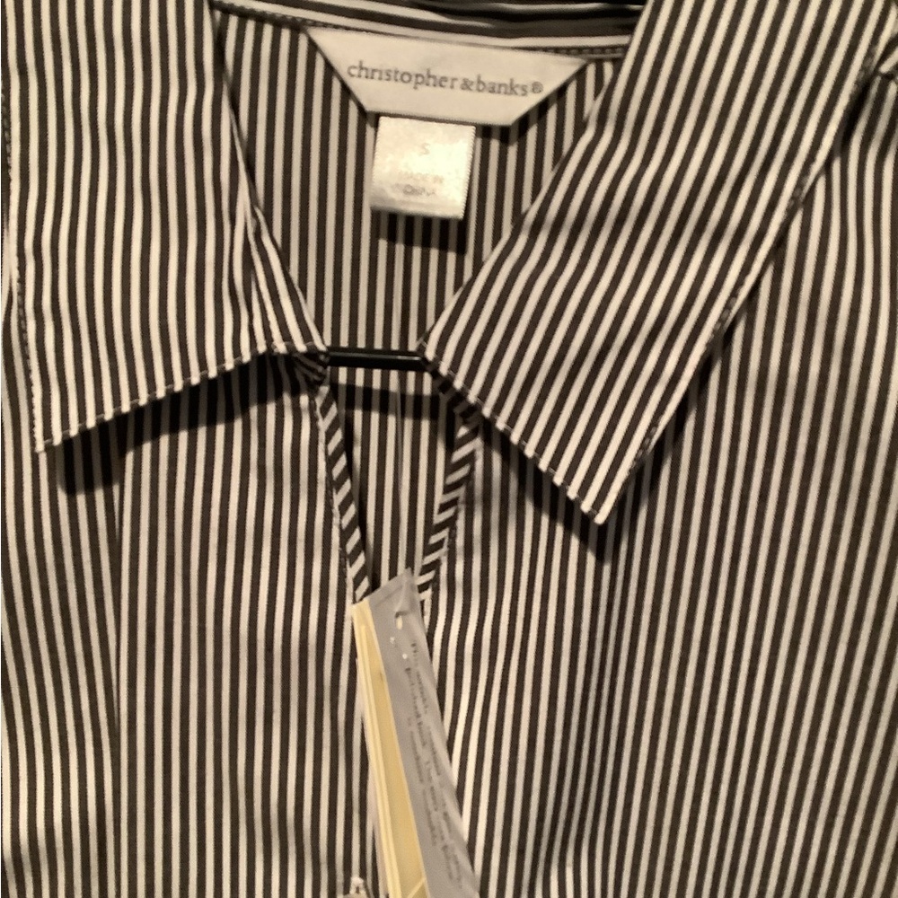 Christopher & Banks Black Striped Men's Shirt